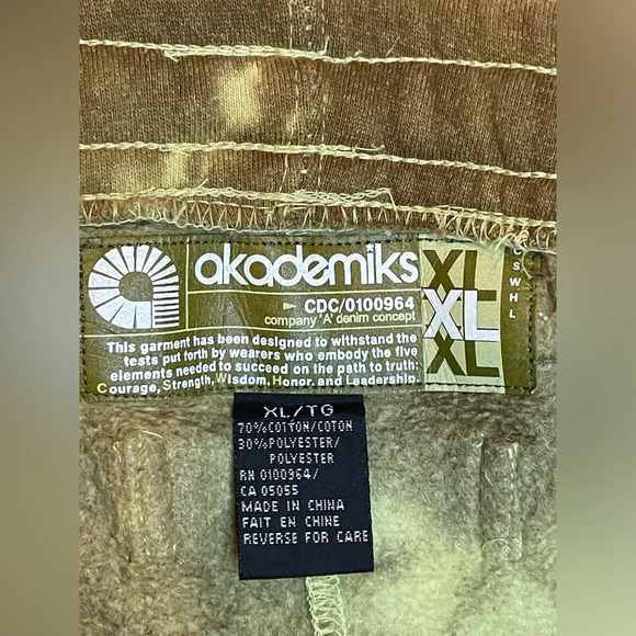 Amademiks tie dye joggers sweatpants drawstrings zip hem pockets khaki size XL - Picture 3 of 11